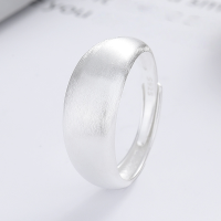wholesale S925 Sterling Silver European and American Minimalist Geometric Mirror Polished Brushed Plain Ring Single Ring Versatile Open Adjustable Ring-YFJ1126/brushed about 3.1g&gt; opening adjustable
