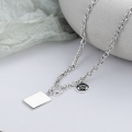 wholesale S925 Sterling Silver Cool and Stylish Street Dance Style Thick Chain Square Pendant Hip-Hop Trendy Personalized Necklace for Men-0-0