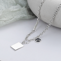 wholesale S925 Sterling Silver Cool and Stylish Street Dance Style Thick Chain Square Pendant Hip-Hop Trendy Personalized Necklace for Men-YL188/approx. 17.8g 925 silver