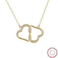 wholesale S925 Sterling Silver Cloud-Pull Jewelry Double Heart Twisted Zirconia Collarbone Necklace, Versatile and Elegant, Direct from Manufacturer-14K gold 925 silver