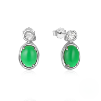 wholesale 925 Sterling Silver New Classic Luxury Zircon-encrusted Emerald Stud Earrings,。-Platinum #2 925 Silver