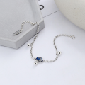 wholesale S925 Sterling Silver Blue Lotus Small Bead Tassel Bracelet, Retro Literary Court-Style Women's Hand Accessory-0-1