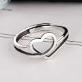 wholesale S925 Sterling Silver French Hollow-Out Smooth Interwoven Heart Ring, Fairy Style Elegant and Versatile Band-0-1