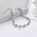 wholesale S925 sterling silver heavy workmanship mixed-color zircon rainbow dice bracelet trendy fashion women's accessory-0-1