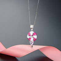 wholesale S925 Sterling Silver Korean and Japanese Style Fashion Fresh and Delicate Collarbone Necklace with Drip Glaze Creative Cute Lollipop Pendant for Women-Single Pendant - Without Chain 925 Silver