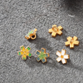 wholesale Metal S925 Silver Ancient Gold Fired Enamel Small Floral Clasp Silver Gold-Plated Button Daisy End Clasps for DIY Jewelry Accessories-0-0