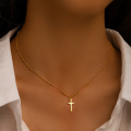 wholesale 925 Sterling Silver New Light Bead Chain Cross Pendant Choker Necklace,ins。-0-2