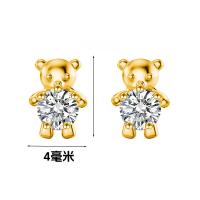 wholesale 925 Silver Cute Animal Pure Silver Stud Earrings Element Simple Minimalist Light Luxury Style Non-removable Earrings-Gold Round Diamond Bear Sterling Silver Earrings