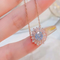wholesale S925 Sterling Silver Maker Sunflower Snowflake Full Diamond Necklace Fashionable Luxury Elegant High-End Collarbone Chain Silver Jewelry-0-6