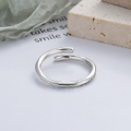 wholesale S925 Sterling Silver Korean Harajuku Minimalist Style Thin Twisted English Creative Niche Versatile Open Ring-0-2