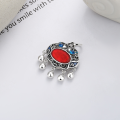 wholesale S925 Silver Retro Antique Hollow-Out Ruyi Peace Lock with Tassels Ethnic Style Pendant with Auspicious Meaning-0-1