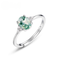 wholesale S925 Sterling Silver NewGreen Moss Ring withAqua Chalcedony Women's Finger Ring for Wish Cross-Border Hot-Sale-0-0