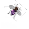 wholesale S925 Sterling Silver Natural Amethyst Designer Brooch Spider Insect Design Inlaid with Natural Colored Gemstones-0-4