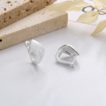 wholesale S925 Sterling Silver Geometric Korean-style Diamond Pattern Brushed Texture Versatile Artistic Commuter Fashion Earrings-0-1