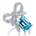 wholesale S925 Silver New Jewelry Exquisite 9*12 Aquamarine High-Carbon Diamond Butterfly Ring for Cross-Border-0-0