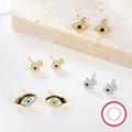 wholesale Metal: 925 Sterling Silver Cross-border Exclusive Supply Personalized and Elegant Women's Stud Earrings with Diamond-Inlaid Evil Eye Design European and American Style Wholesale Earrings-0-1