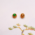 wholesale S925 silver gold-plated natural yang green jade six-link DIY bracelet semi-finished round pendant drop-0-11