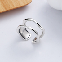 wholesale S925 Sterling Silver Ins Street Style Hip-Hop Wavy Curved Ring Punk Open-End Graffiti Ring-YJ442/approx. 5.42g>Adjustable opening