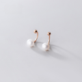 wholesale S925 silver arc-shaped pearl threaded bead earrings, retro French design, minimalist earrings G8347-0-3