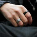 wholesale Metal material first, European and American hit obsessed men's ring Thai silver wide band ring fashion adjustable couple's index finger ring hip hop-0-3