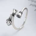 wholesale S925 Sterling Silver Retro Antique Thai Silver Ethnic Style Auspicious Lotus Pod Lotus Openable Ring for Women-0-1