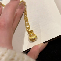 wholesale S925 silver new jewelry collection, antique wire drawing small lucky bag pendant necklace, new Chinese style national trend-N486 Gold Lucky Bag Necklace>925 Silver