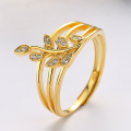 wholesale S925 Sterling Silver Korean Style Minimalist Leaf Ins Trendy Unique Design Small Stacking Ring-0-1