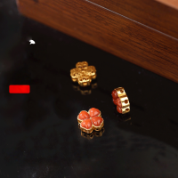 wholesale S925 Gold-Plated Silver with Natural Red Agate Four-Leaf Clover Beiyun Bracelet Handmade DIY Jewelry Accessories-Nanhong Lucky Four-Leaf Clover