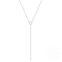 wholesale S925 Sterling Silver Minimalist Round Ring Pendant Necklace, Ins Adjustable Chain, Lightweight Luxury Design Versatile Accessory-Platinum 925 silver