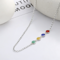 wholesale S925 Sterling Silver Drip Glaze Enamel Peace and Joy Candy Color Block Pendant Choker Necklace for Women-0-0