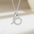 wholesale S925 Sterling Silver Light Luxury Full Diamond Soaring Snake Serpentine Necklace Fashion Niche Design Birthday Gift for Best Friend-0-2
