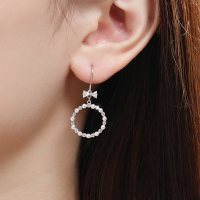 wholesale S925 Sterling Silver Shell Pearl Bow Hoop Earrings for Women, Small Design, Round Circle Drop Earrings, Luxury Trendy Personalized Ear Accessories-ES006039 925 silver