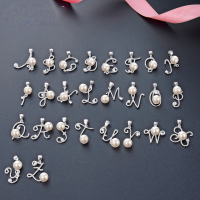 wholesale S925 Sterling Silver Freshwater Pearl Necklace Women's Choker Necklace Niche Cross-Border E-Commerce Silver Jewelry 26 Letters Pendant-A Pendant - Without Chain 925 Silver