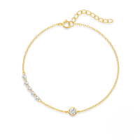 wholesale S925 Sterling Silver Ultra-sparkly Round Bezel-set Zircon Bracelet And Necklace Set For Women,。-Gold-Bracelet 925 Silver