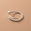 wholesale 925 Sterling Silver Double Layer Synthetic Pearl Ring Korean Style Minimalist Niche Design Elegant and Temperament Single Ring R01264-0-3