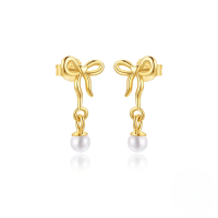 wholesale S925 Sterling Silver Pearl Earrings With Love And Butterfly Design, Simple Stackable And Versatile, European And American Style, Light Luxury Accessories-Gold#5 925 silver