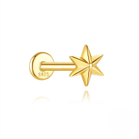 wholesale S925 Sterling Silver Marquise Geometric Diamond Flat Threaded Cartilage Ear Bone Stud-Single gold #1