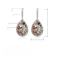 wholesale S925 Silver Tourmaline Earrings, European and American Vintage Style, Personalized Colored Gemstone Natural Crystal Earrings-Natural Sky Blue Topaz &gt; 925 Silver