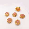 wholesale [925 Silver Gold Plated] Natural Rhodochrosite Oval Bead Five-Petal Flower Accessory DIY Handmade Semi-Finished Bracelet String-0-6