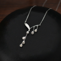 wholesale Silver S999 Maker's New Versatile Vintage-inspired Small Fresh Drawn Flower Necklace with Fringe Lily of the Valley Pendant-0-2