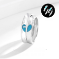 wholesale 925 Sterling Silver Heart Tide Couple Rings, Luminous Light in the Dark, Luxury 520 Valentine's Day Birthday Gift for Boyfriend Girlfriend-0-0