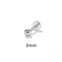wholesale S925 Sterling Silver Creative Ball Stud Earrings, Korean Style Flat Head Threaded Soft Helix Piercing-Single gold-3MM