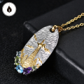 wholesale S925 Silver Italian Craft Retro Style Jewelry Designer Necklace with Inlaid Natural Colored Gemstone Pendant-0-1