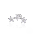 wholesale S925 Sterling Silver Three Five-Pointed Stars Snowflake Threaded Ear Stud, Cold Style Women's Ear Cartilage Stud-0-3