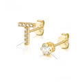 wholesale Metal: 925 Sterling Silver Alibaba International Station Exclusive 26 Letters Shiny Zircon Ear Studs Light Luxury Micro-Inlaid Personality Ear Pin-0-13
