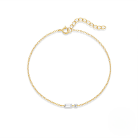 wholesale S925 Sterling Silver Classic Square Irregular Zircon Minimalist Bracelet, Korean Style Small Unique Design Versatile Elegant Jewelry-Gold 925 silver