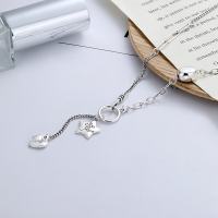 wholesale S925 Sterling Silver Women's Fashion Street Style English Five-Pointed Star Pendant Tassel Choker Necklace-YL245/approx. 10.7g 925 silver