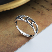 wholesale S925 Sterling Silver Fashion Geometric Hollow-Out Ring INS Korean Japanese Style Versatile Minimalist Index Finger Ring for Women-140J/approx. 2.g Opening adjustable