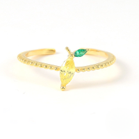 wholesale S925 Sterling Silver Miniature Zircon Fruit Ring, A Trendy And Creative Ins-style Ring, Popular In Europe And America-Gold-Lemon Adjustable opening