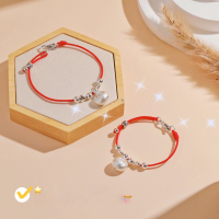 wholesale S925 Sterling Silver Chunky Fortune Red String Bracelet for Women, Versatile Small Design Retro Chinese Character "Fu" Woven Rope-SL010331 (925 Silver Little Fat Fortune Red Rope Bracelet) 925 Silver